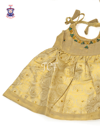 Cream & Gold - Newborn Baby Frock