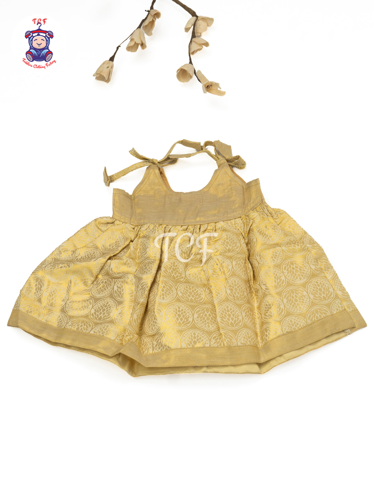 Cream & Gold - Newborn Baby Frock