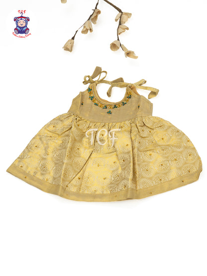 Cream & Gold - Newborn Baby Frock