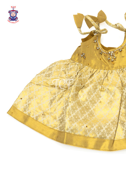 Mustard Yellow & Gold - Newborn Baby Frock