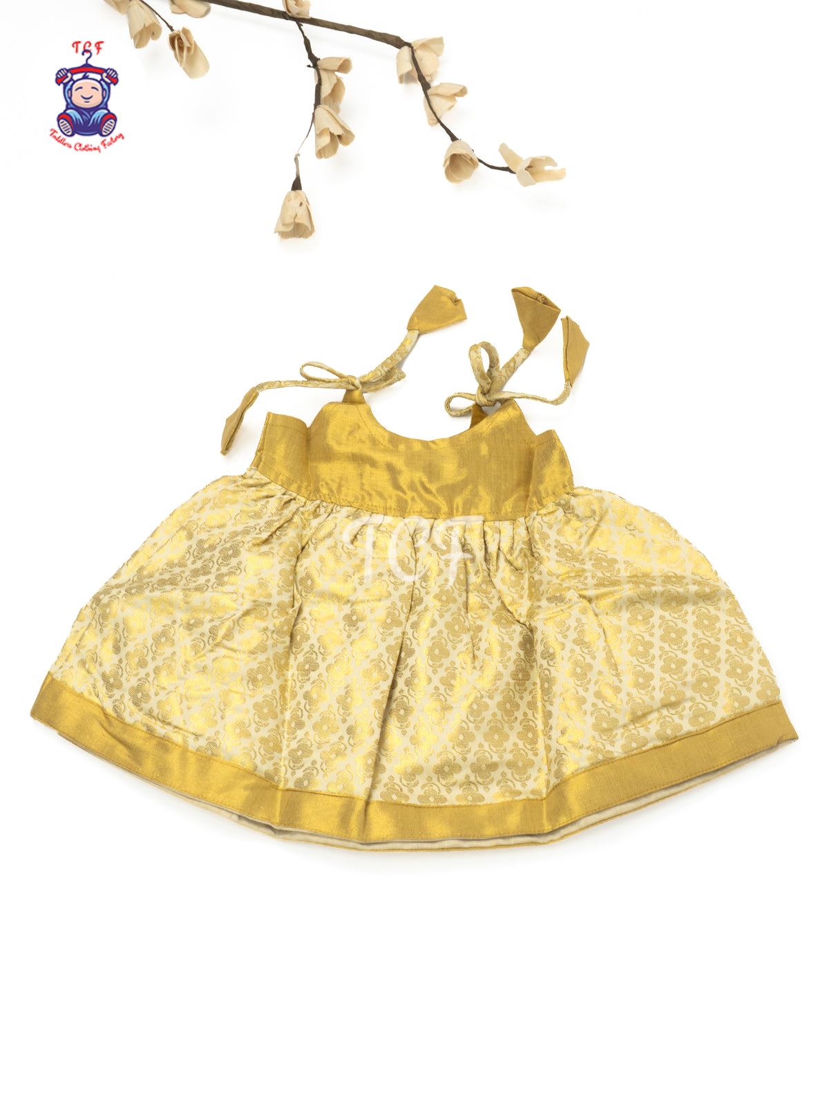 Mustard Yellow & Gold - Newborn Baby Frock