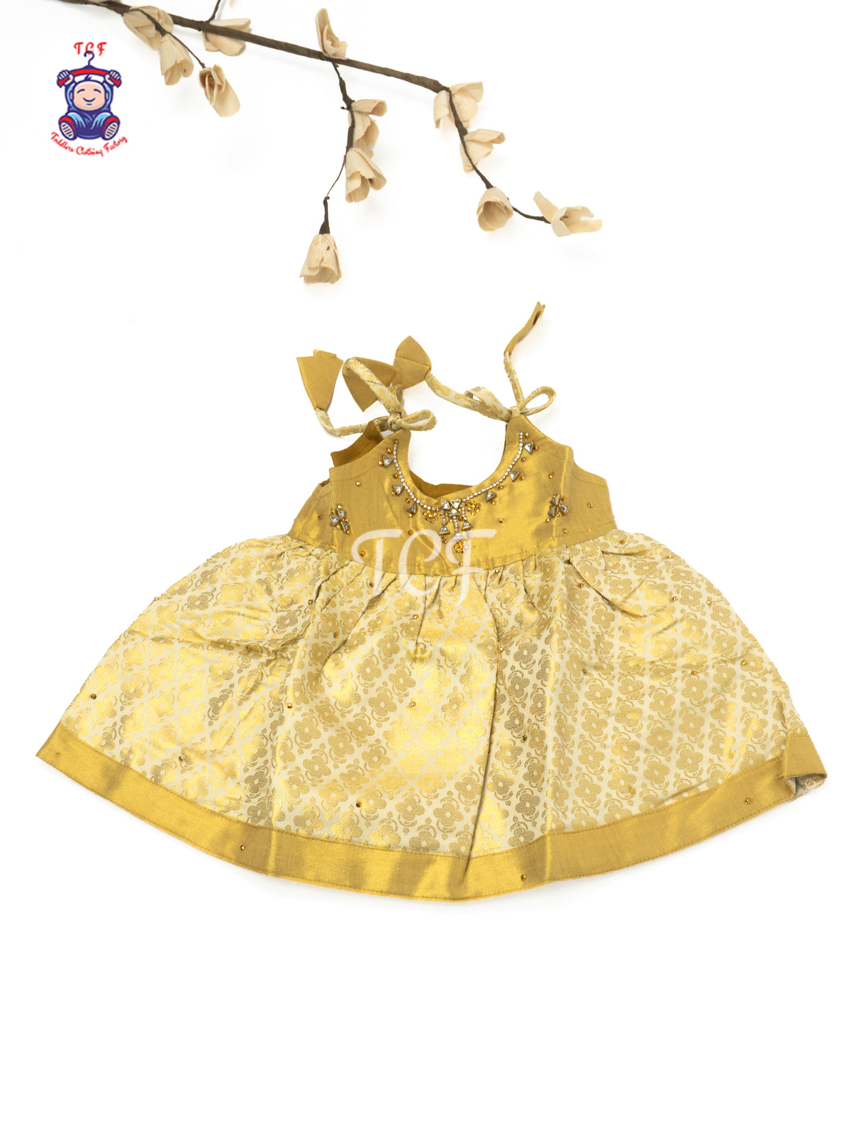 Mustard Yellow & Gold - Newborn Baby Frock