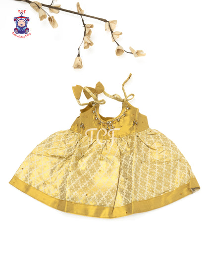 Mustard Yellow & Gold - Newborn Baby Frock