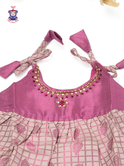 Rose Pink & Gold - Newborn Baby Frock