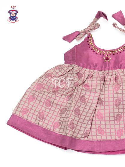 Rose Pink & Gold - Newborn Baby Frock