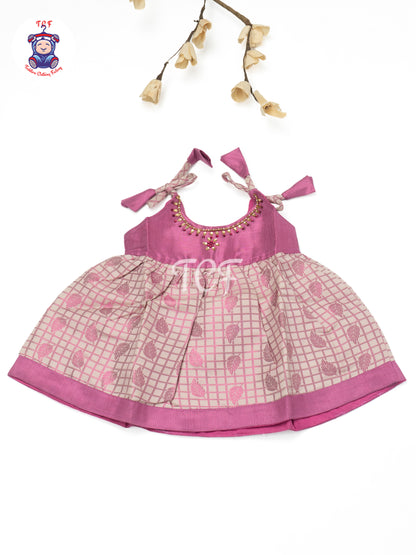 Rose Pink & Gold - Newborn Baby Frock
