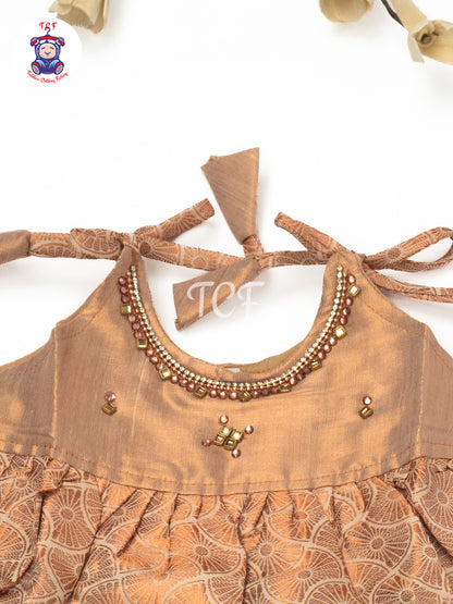 Peach & Rose Gold - Newborn Baby Frock