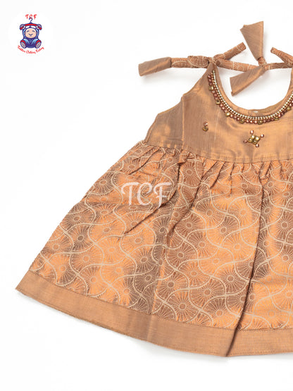 Peach & Rose Gold - Newborn Baby Frock