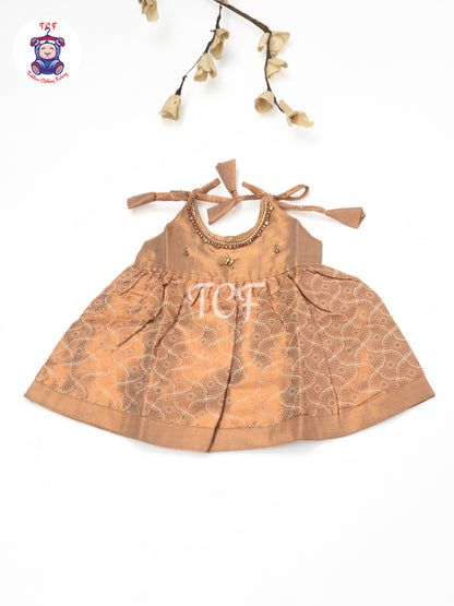 Peach & Rose Gold - Newborn Baby Frock