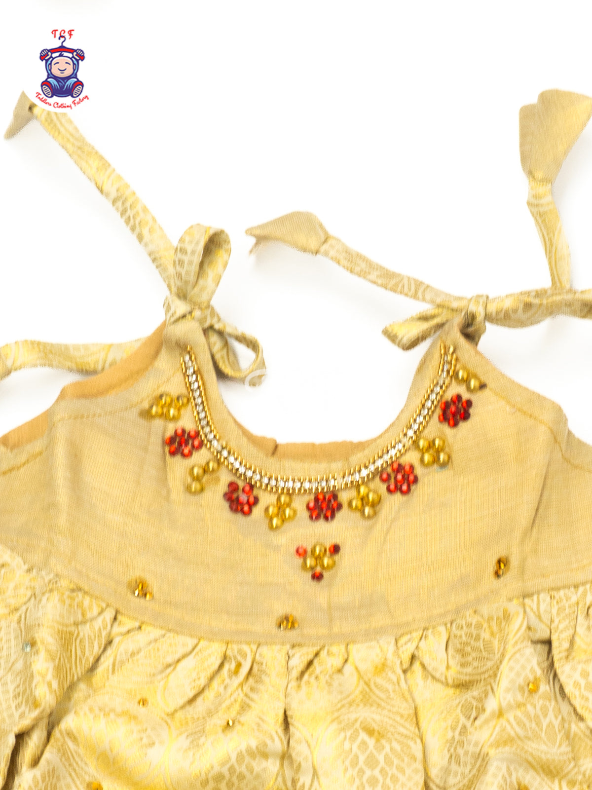 Cream & Gold - Newborn Baby Frock