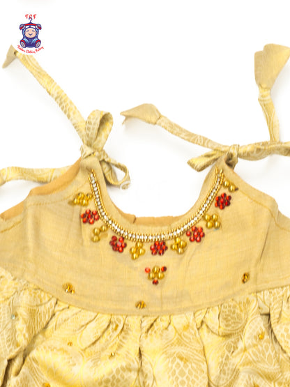 Cream & Gold - Newborn Baby Frock