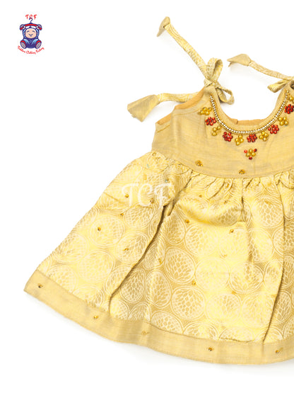 Cream & Gold - Newborn Baby Frock