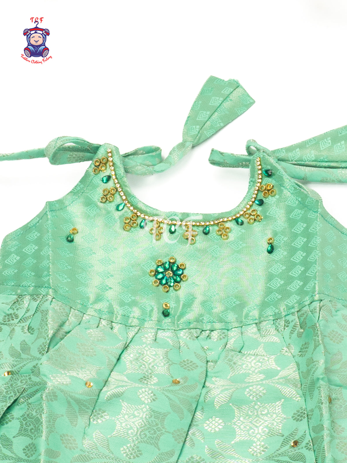 Mint Green & Gold - Newborn Baby Girls Frock