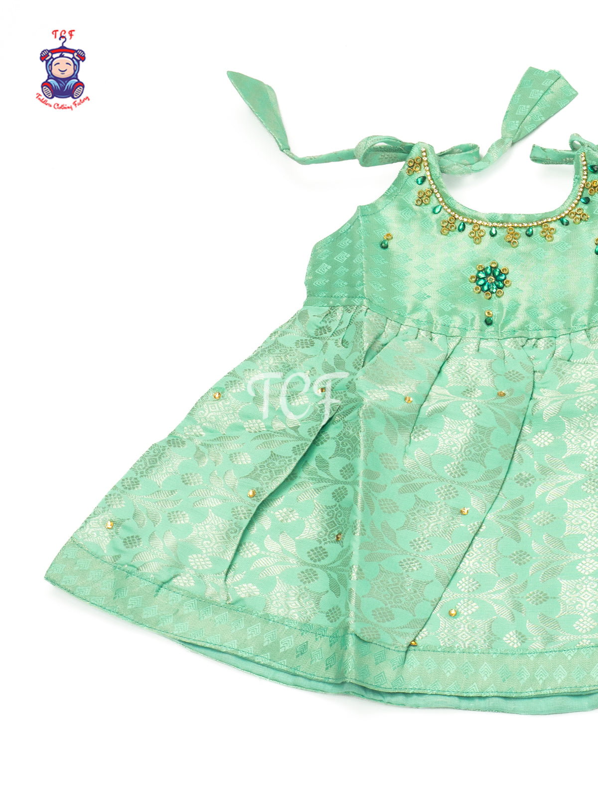 Mint Green & Gold - Newborn Baby Girls Frock