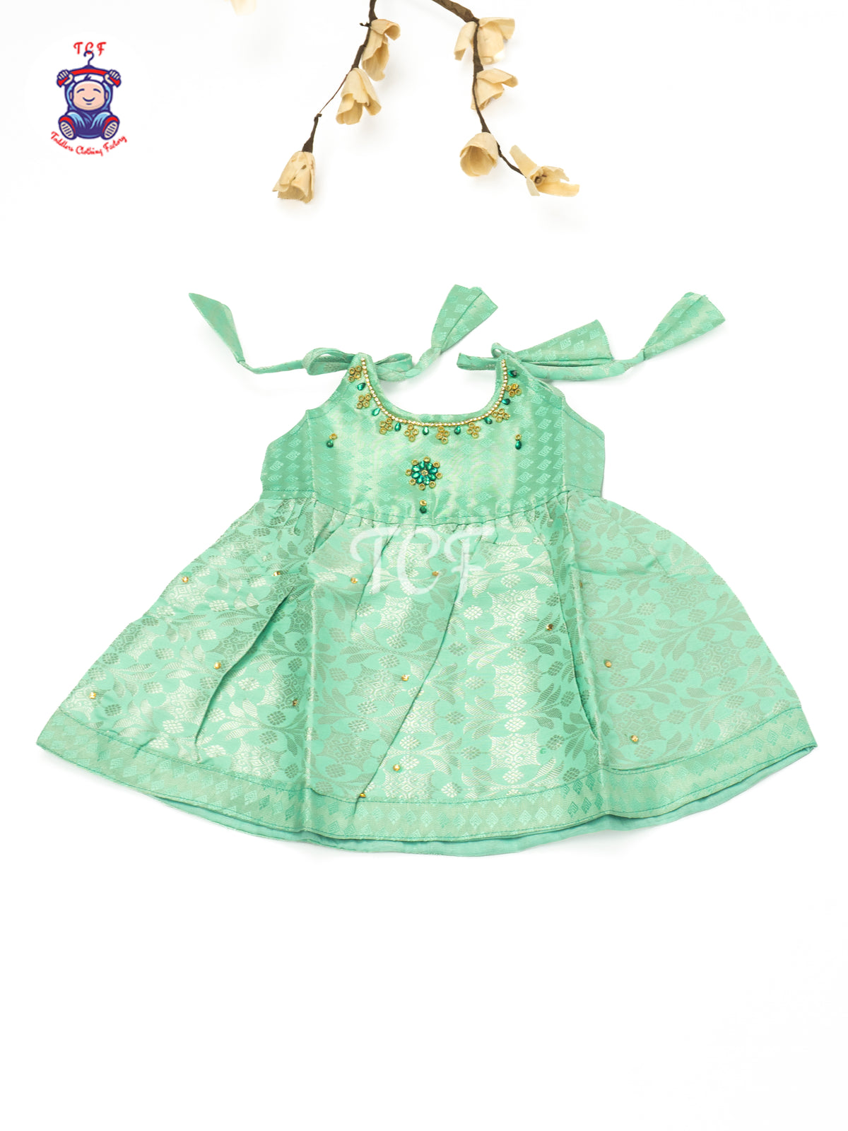 Mint Green & Gold - Newborn Baby Girls Frock