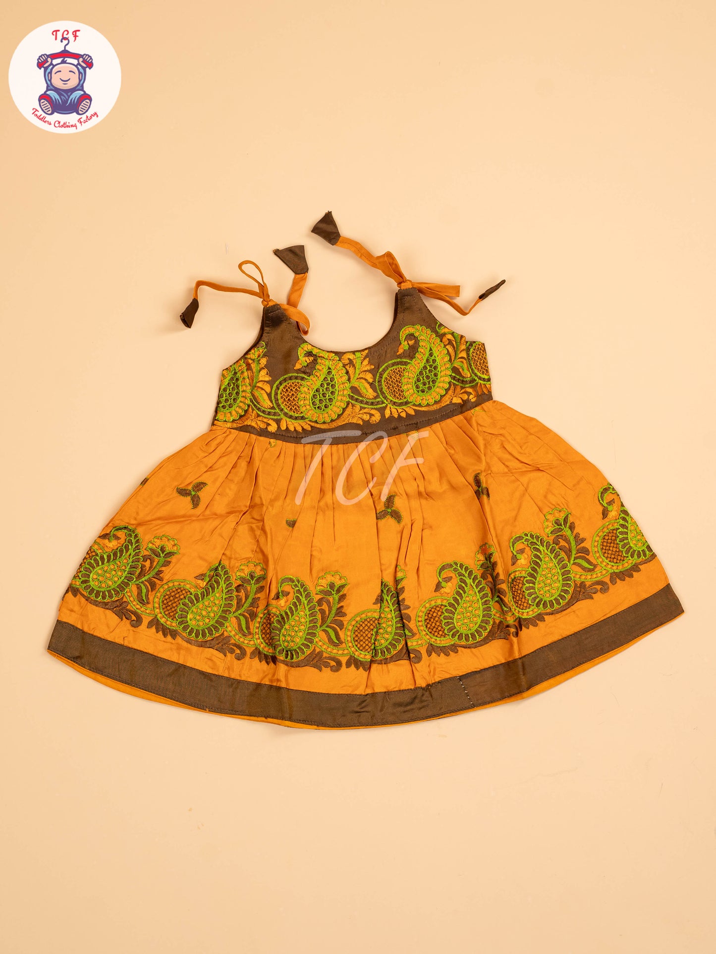 Brown & Mustard - New Born Frock