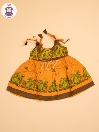 Brown & Mustard - New Born Frock