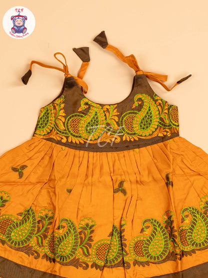 Brown & Mustard - New Born Frock