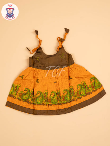 Brown & Mustard - New Born Frock