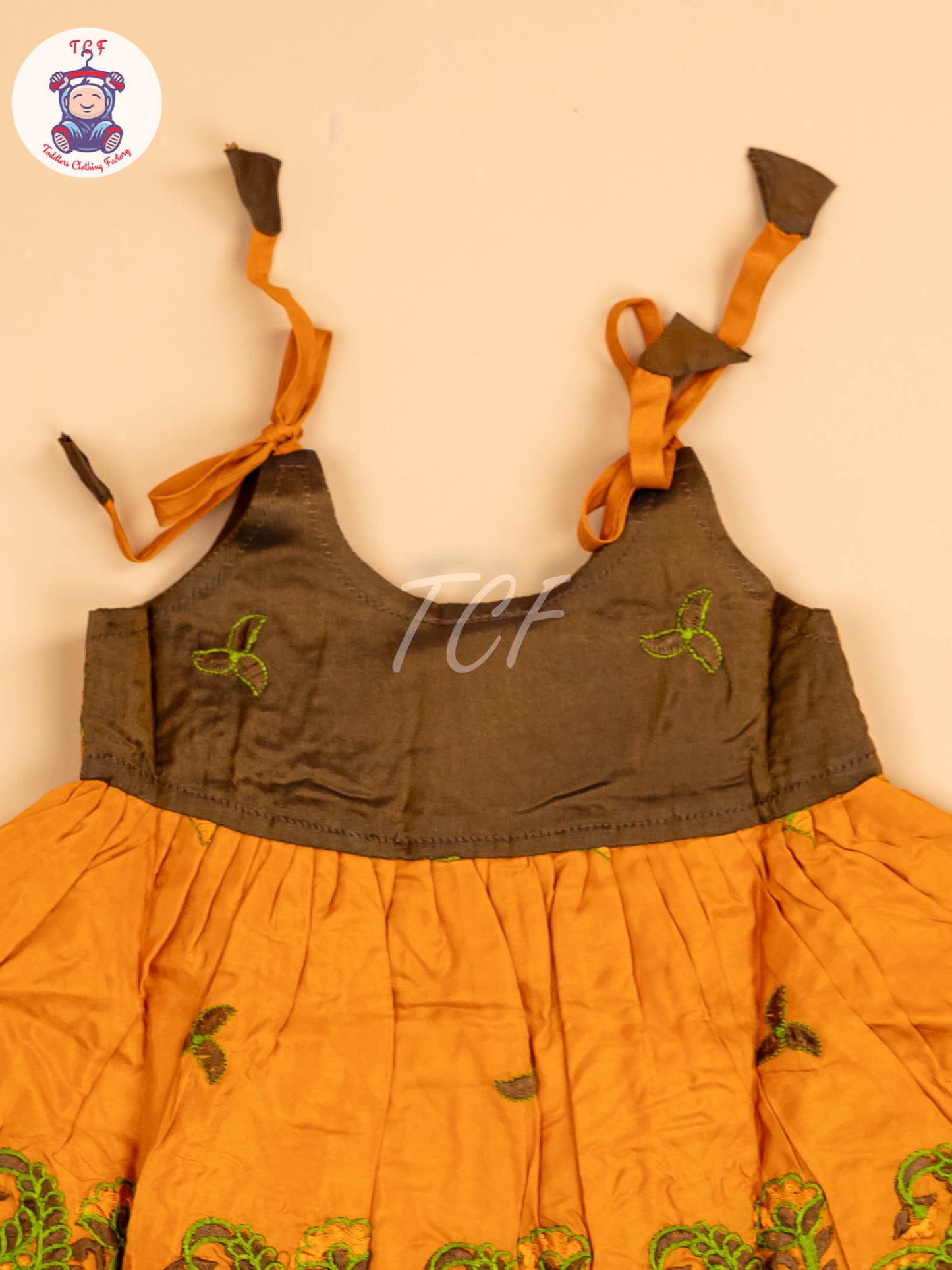 Brown & Mustard - New Born Frock