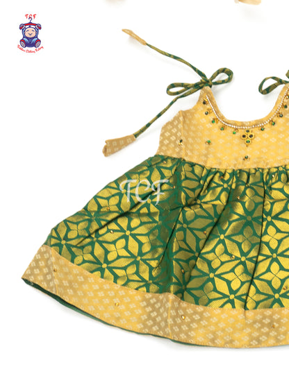 Golden Emerald Blossom - New born Frock