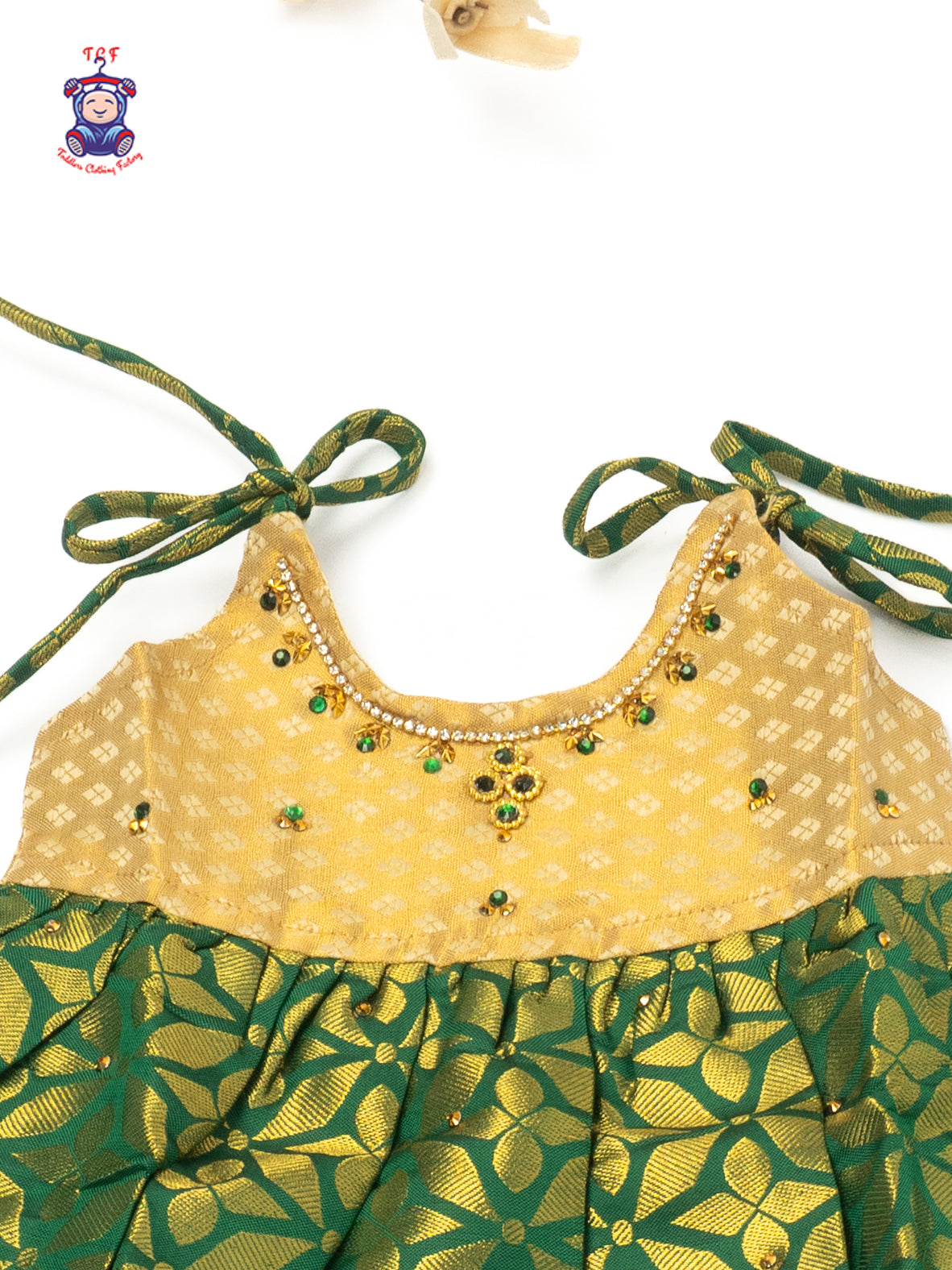 Golden Emerald Blossom - New born Frock