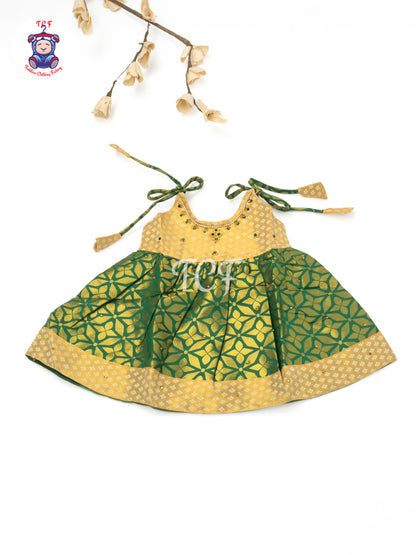 Golden Emerald Blossom - New born Frock