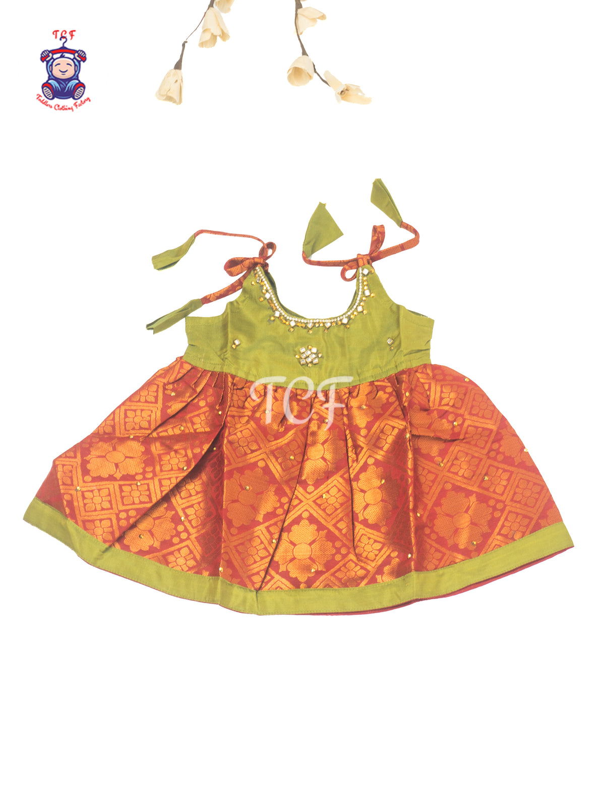Olive Gold Charm - New born Frock