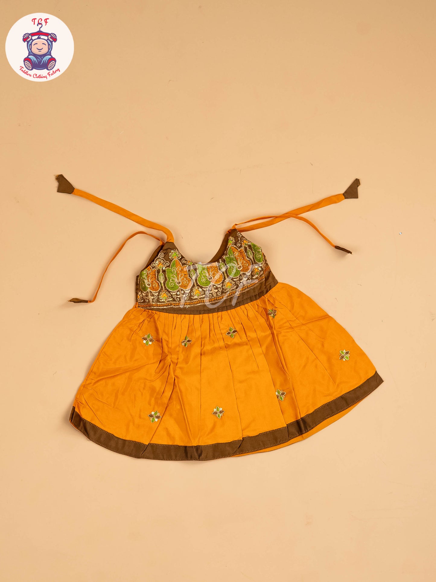 Brown & Mustard - New Born Frock