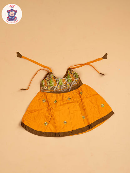 Brown & Mustard - New Born Frock