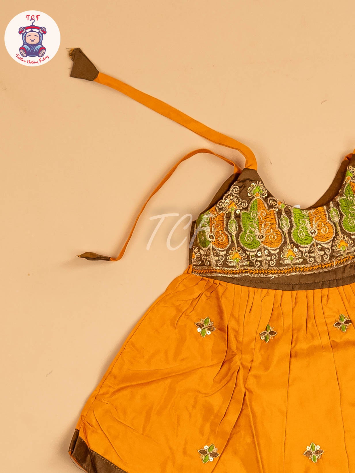 Brown & Mustard - New Born Frock