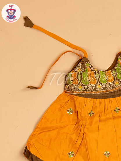 Brown & Mustard - New Born Frock