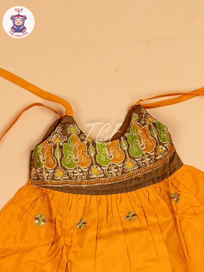 Brown & Mustard - New Born Frock