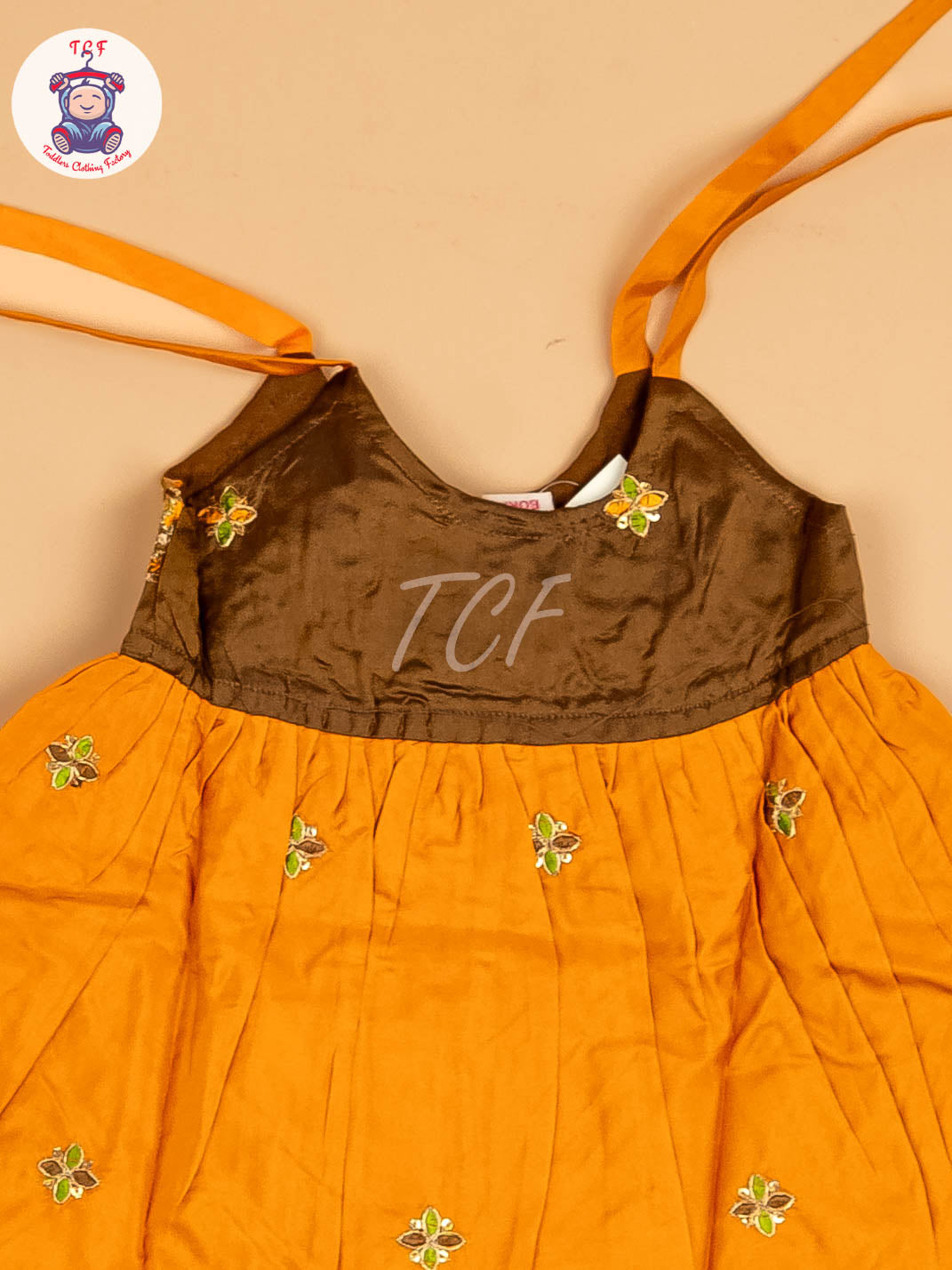 Brown & Mustard - New Born Frock