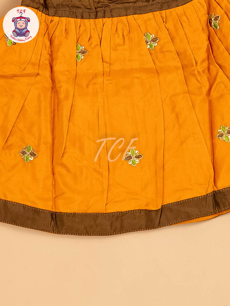 Brown & Mustard - New Born Frock