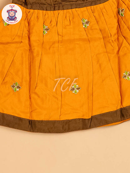 Brown & Mustard - New Born Frock