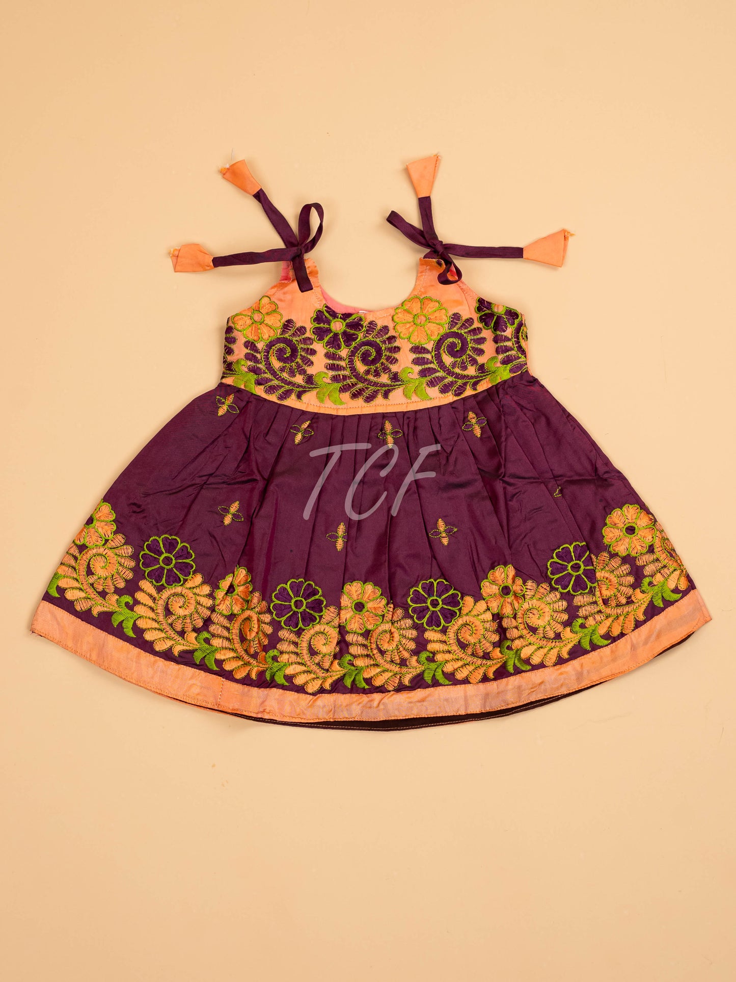 Orange & Purple - New Born Frock