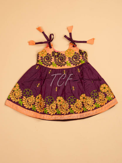 Orange & Purple - New Born Frock