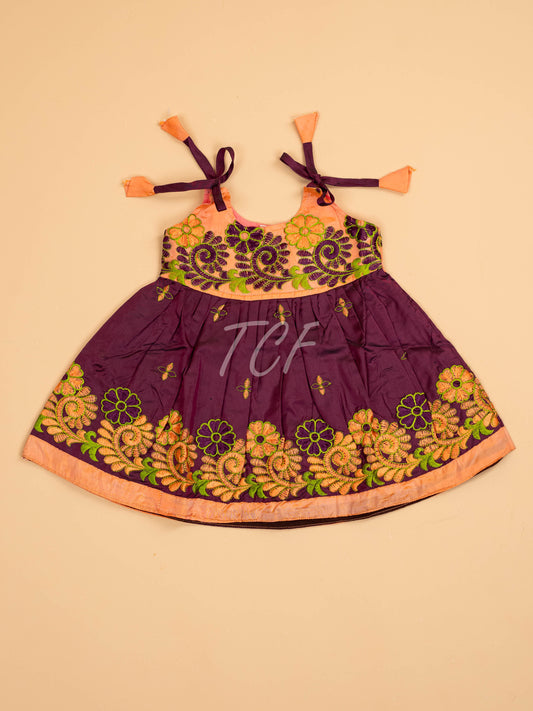 Orange & Purple - New Born Frock