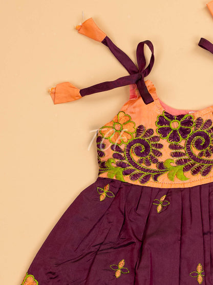 Orange & Purple - New Born Frock