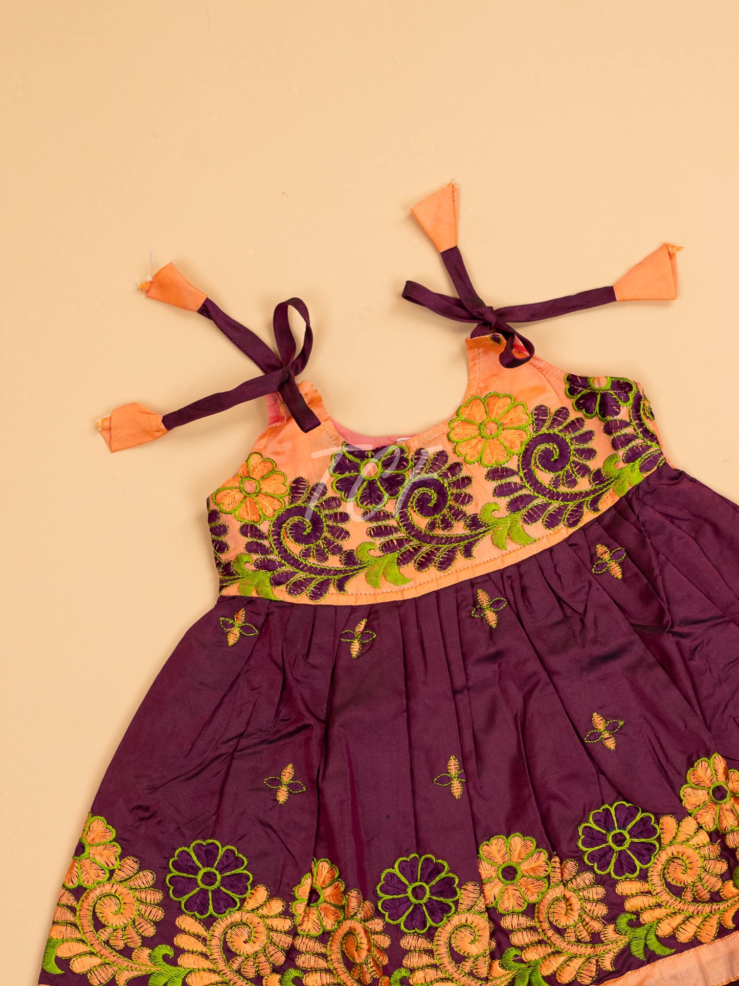 Orange & Purple - New Born Frock