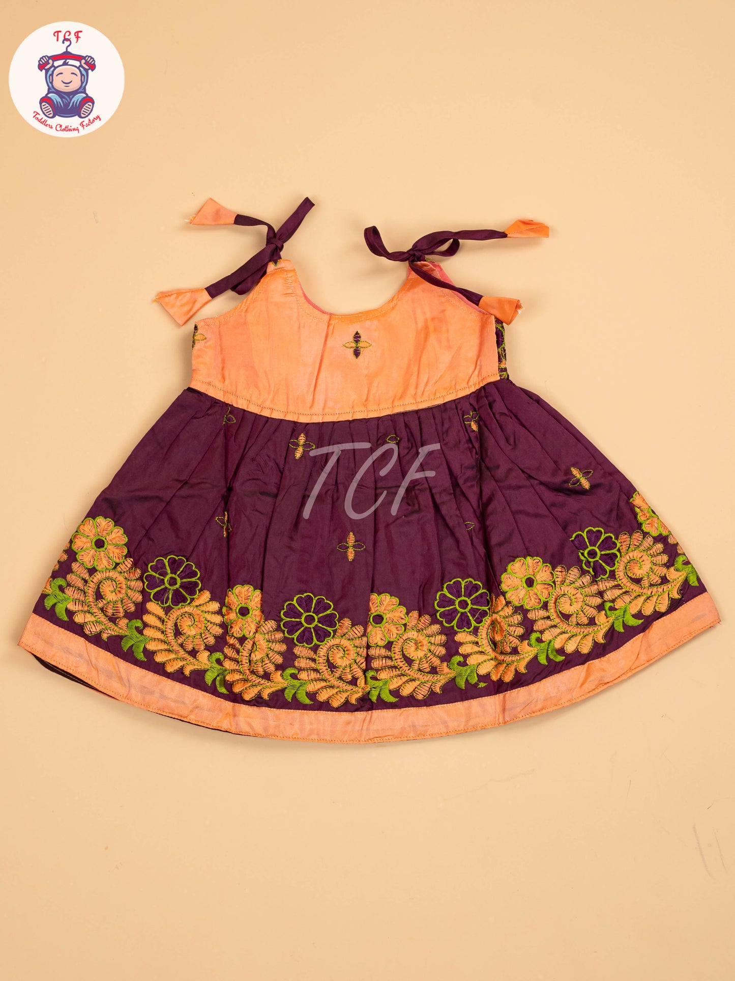 Orange & Purple - New Born Frock