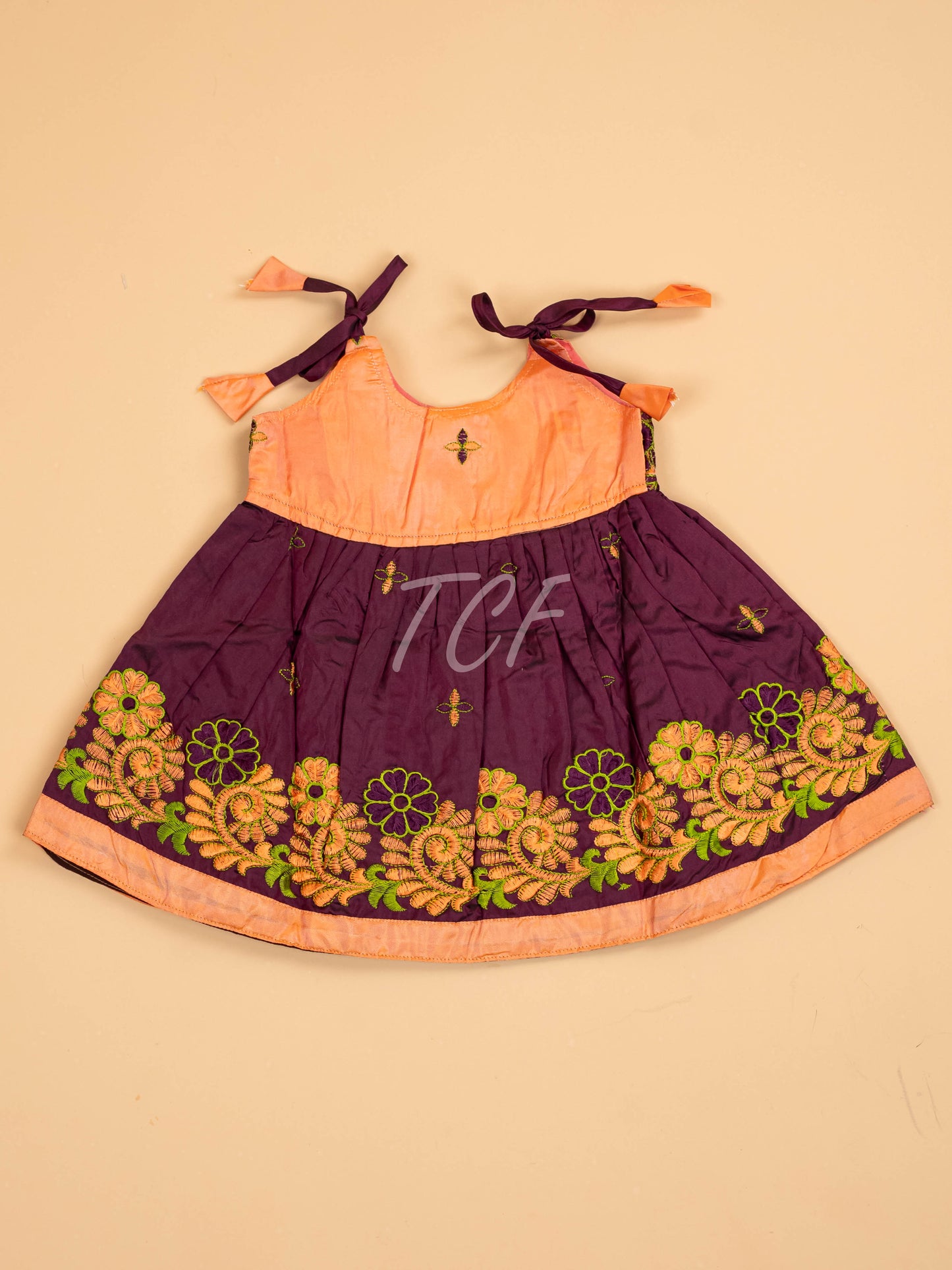 Orange & Purple - New Born Frock