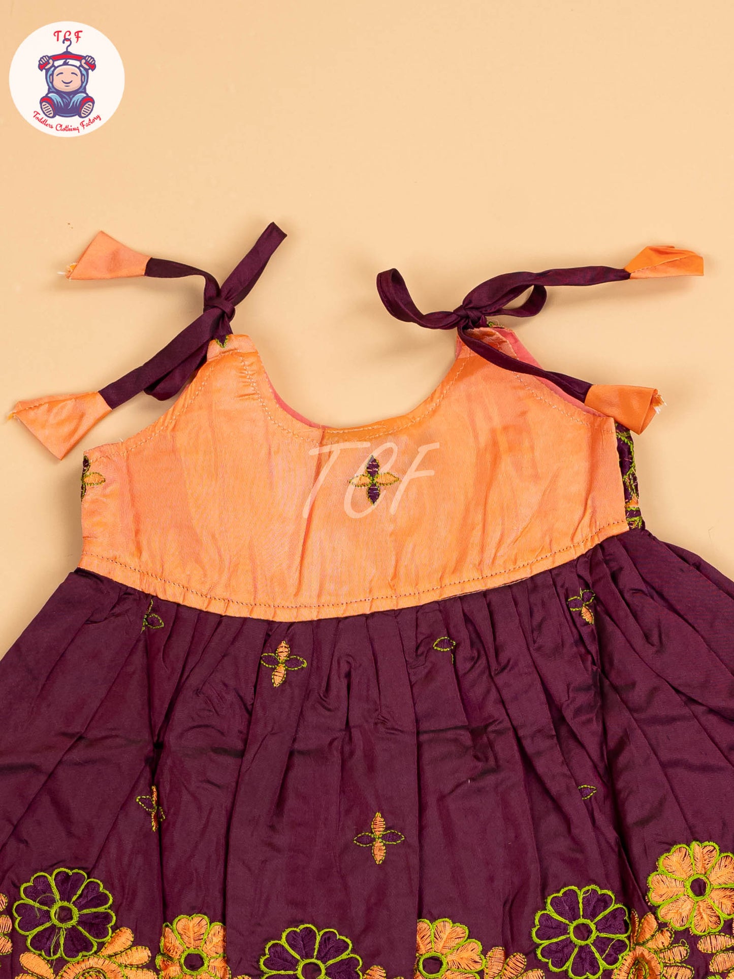 Orange & Purple - New Born Frock
