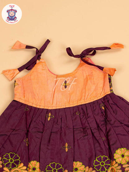 Orange & Purple - New Born Frock