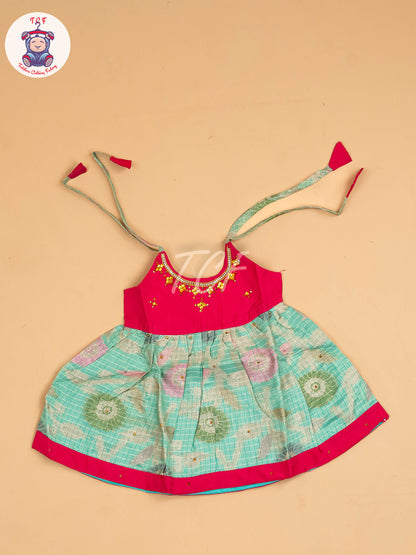 Pink & Green - New Born Frock