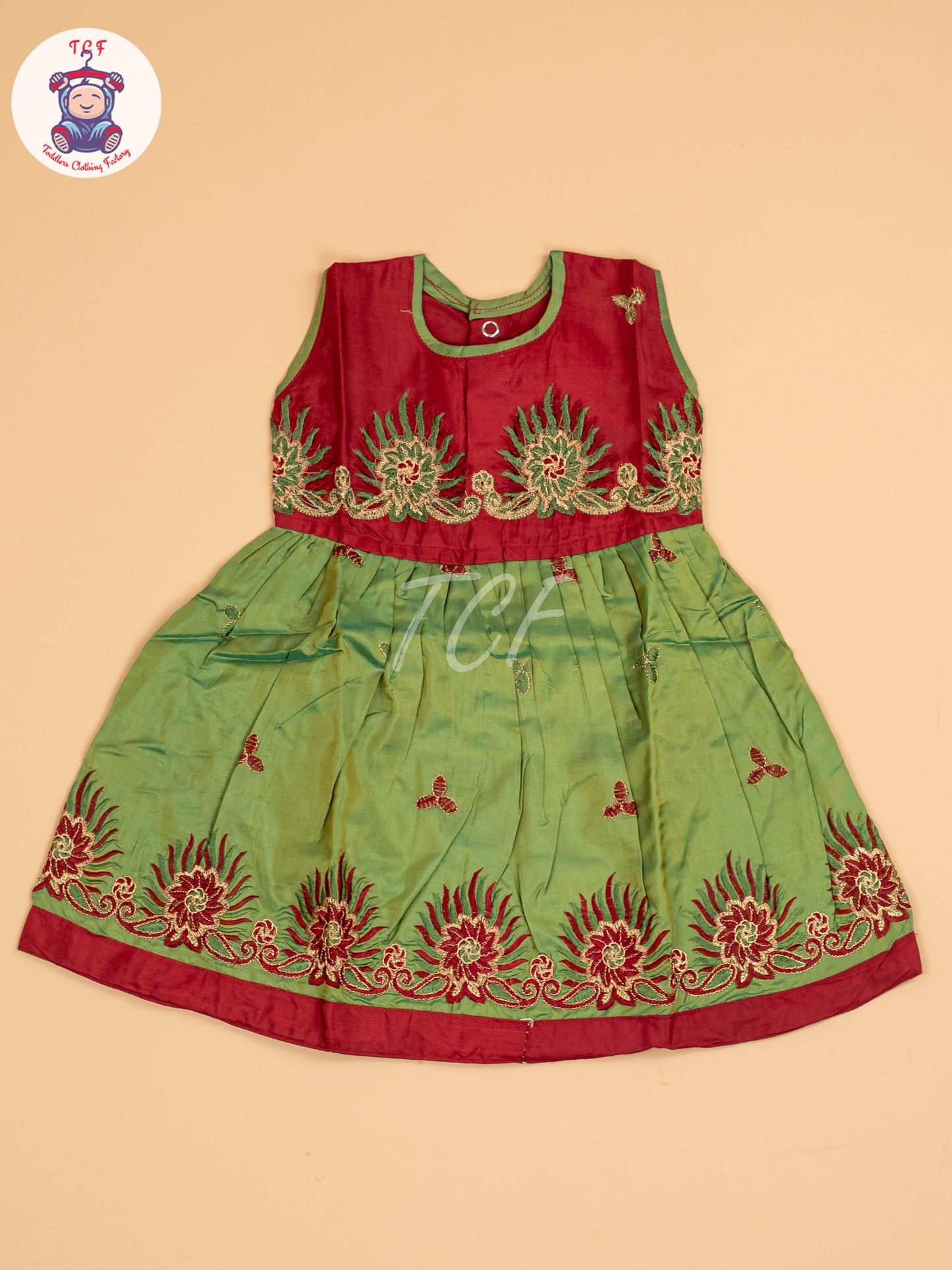 Maroon & Green - Frock