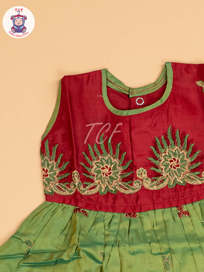 Maroon & Green - Frock