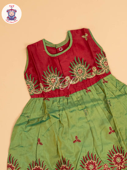 Maroon & Green - Frock