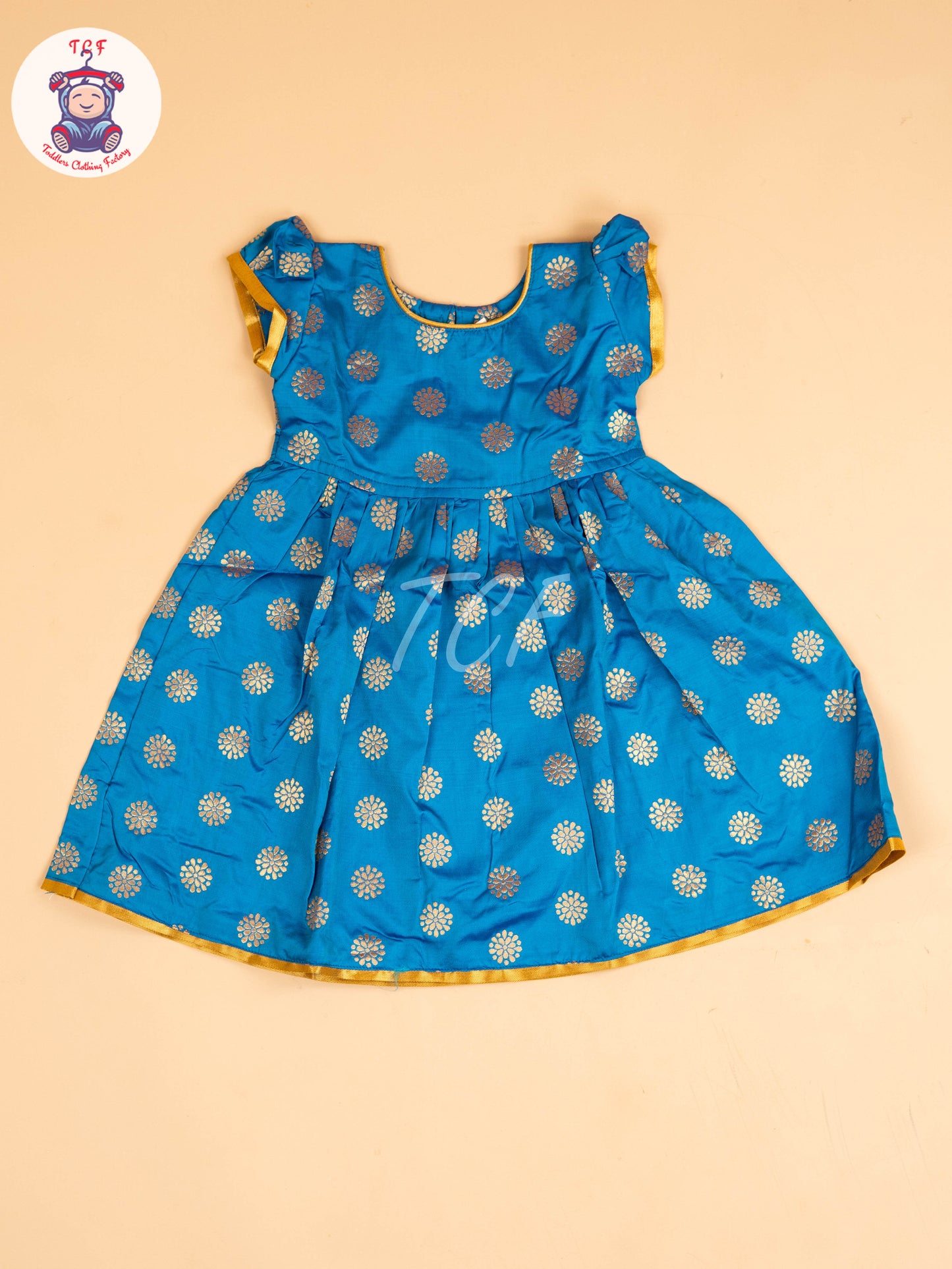 Sky Blue & Gold - Frock